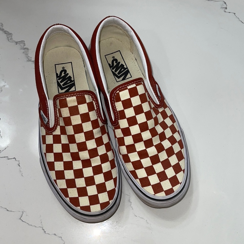 Burgundy checkered vans